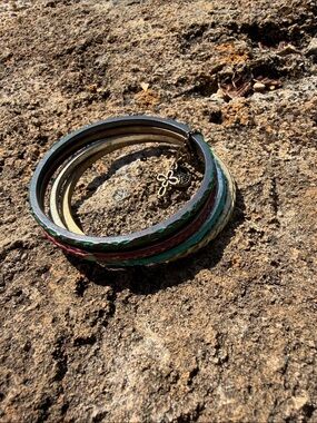 Lucky Brand Multicolor Leather Wrap Bracelet with Gold Charm